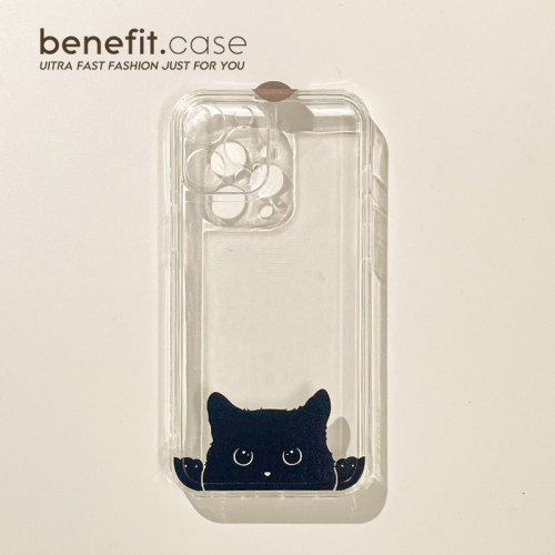 黑猫苹果卡通可爱创意简约手机壳
