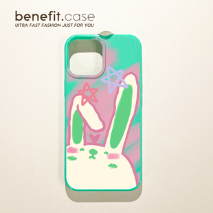 benefit油画卡通兔子星星17适用于iphone16promax苹果15PRO手机壳13新款 11软壳xsmax硅胶xr防摔8p 14套12个性