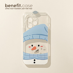 benefit可爱圣诞蓝帽雪人17适用于iphone16promax苹果15PRO手机壳13新款 11透明xsmax硅胶xr防摔8p 14套12个性