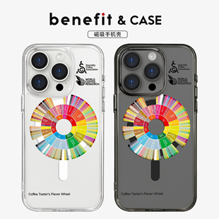benefit个性 14防摔保护套12情侣 咖啡师风味轮17适用于iphone16promax苹果15PRO黑色透明磁吸手机壳13新款