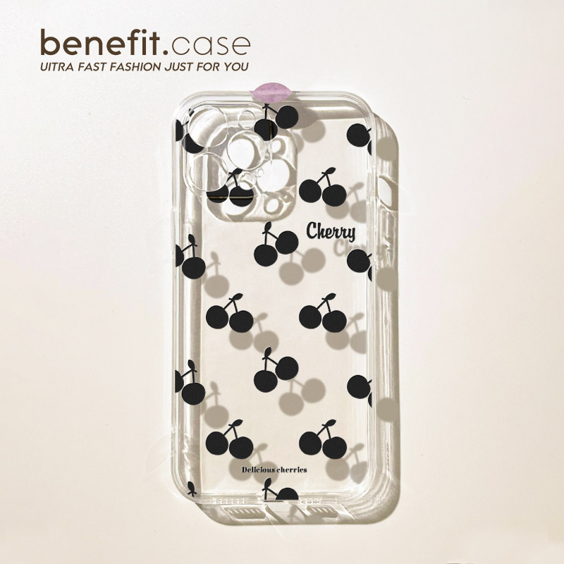 benefit高级感黑色樱桃17pro16适用15苹果13手机壳