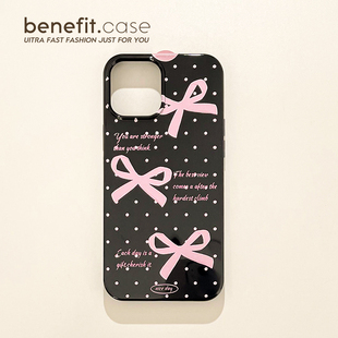 benefit韩风少女粉蝴蝶结17适用于iphone16promax苹果15PRO手机壳13新款 14套12创意11软壳xsmax硅胶xr防摔8p