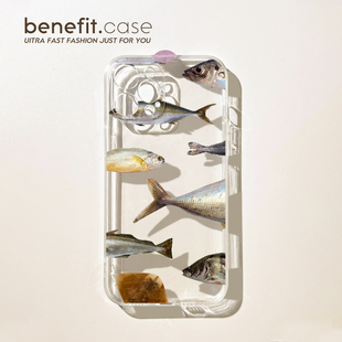 benefit简约创意咸鱼17pro16适用iphone15promax苹果13手机壳14promax新款 12套11简约xsmax透明xr硅胶8p7防摔