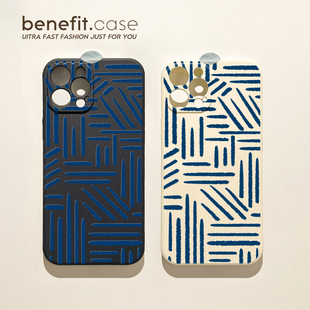 benefit设计感线条涂鸦情侣17pro16适用于15苹果13手机壳iphone14promax新款 xsmax小众xr全包8plu 12套11个性