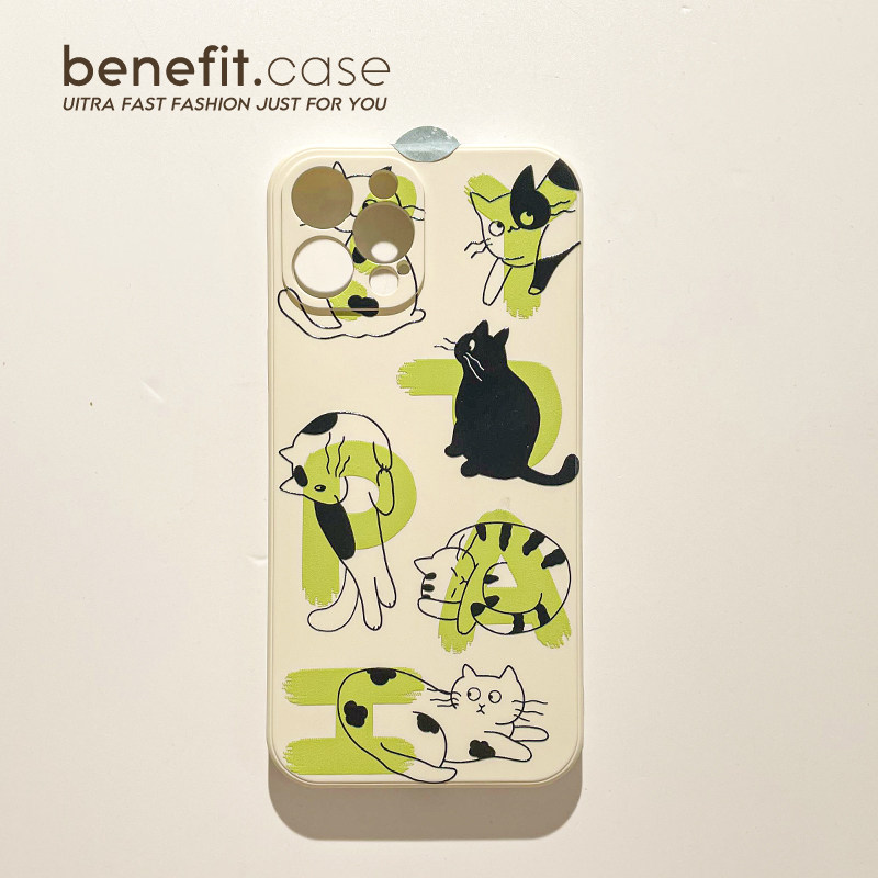 字母猫咪苹果趣味可爱萌宠手机壳