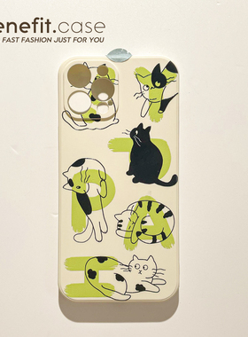 Benefit可爱字母猫咪17pro16适用15苹果14手机壳iphone14promax卡通13promax新款12mini液态11硅胶xsmax女xr