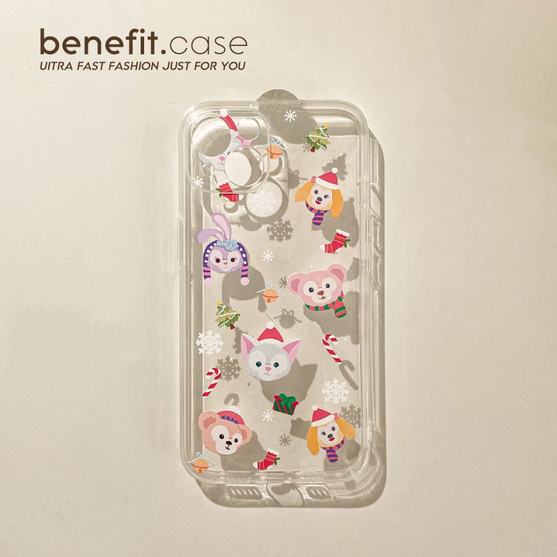 benefit卡通圣诞苹果手机壳透明