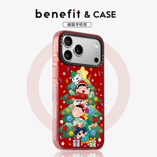 benefit圣诞树叠叠卡通人适用于iphone17promax苹果16PRO晶盾磁吸手机壳15新款 13套14冰川纹12防摔彩色边框