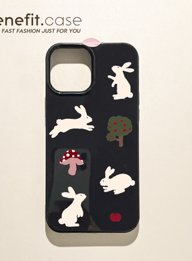 benefit韩系兔子与蘑菇17pro16适用iphone15promax苹果13手机壳14promax新款12套11简约xsmax透明xr硅胶8p7p