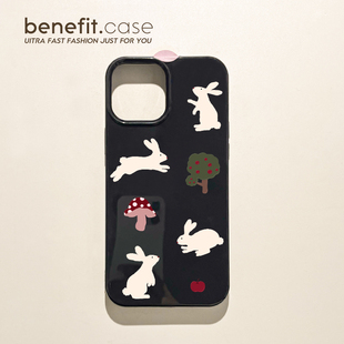benefit韩系兔子与蘑菇17pro16适用iphone15promax苹果13手机壳14promax新款 12套11简约xsmax透明xr硅胶8p7p