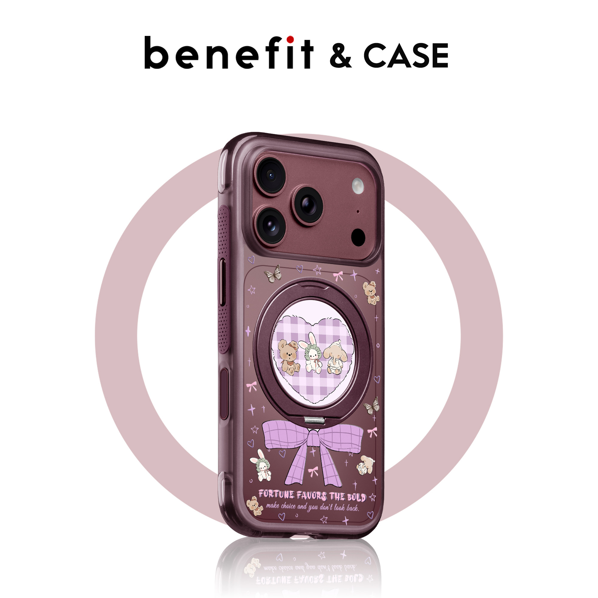 benefit勃艮第酒红洛丽塔风萌宠支点壳适用于iphone18promax手机壳磁吸旋转支架苹果17PROMAX新款15pro防摔16