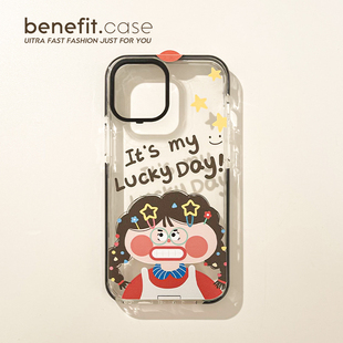 benefit搞怪女孩幸运日17适用于iphone16promax苹果15PRO手机壳13新款 14套12创意11透明xsmax硅胶xr防摔8plu