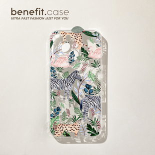 Benefit欧美风豹纹森林动物17pro16适用15苹果13promax手机壳iphone12软14promax透明11xsmax防摔xr男女8p个