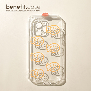 benefit简约可爱线条小鱼17pro16适用iphone15promax苹果13手机壳14promax新款 12套11创意xsmax透明xr硅胶8p