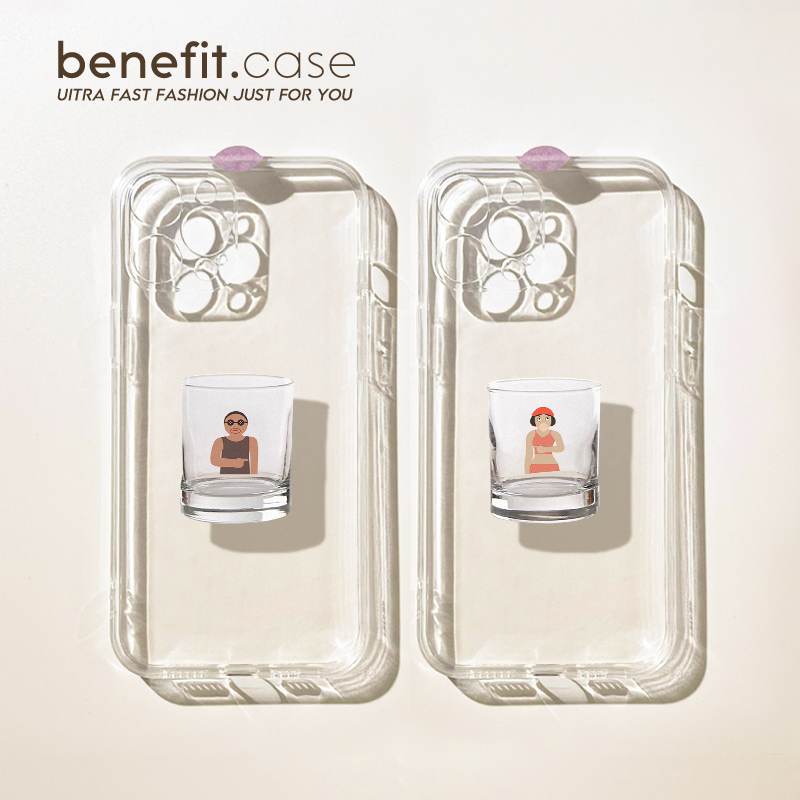 benefit极简风个性情侣杯子适用于iphone16promax苹果15PRO手机壳13新款14套12创意11透明xsmax硅胶xr防摔8p7