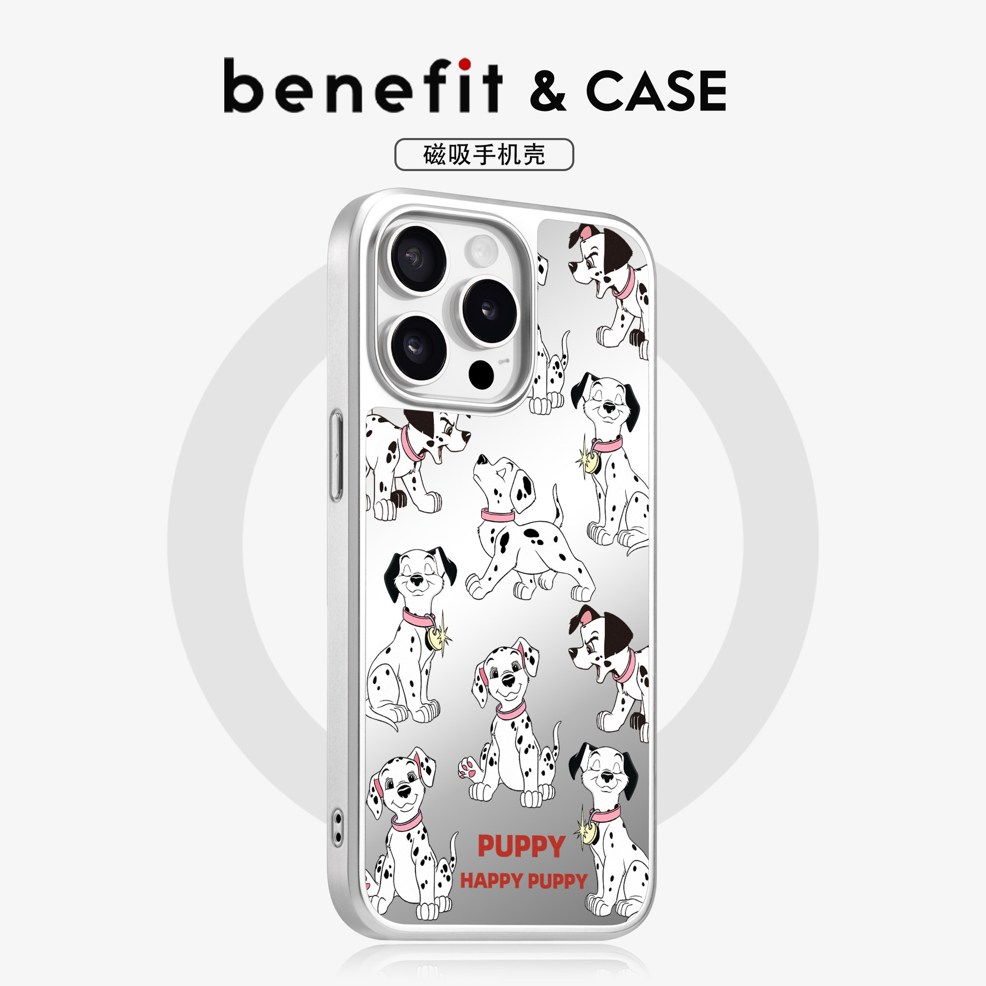 benefit潮牌卡通满屏斑点狗17适用于iphone16promax苹果15PRO镜面磁吸手机壳13新款14小米15PRO防摔三星S25