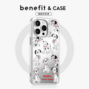 benefit潮牌卡通满屏斑点狗17适用于iphone16promax苹果15PRO镜面磁吸手机壳13新款 14小米15PRO防摔三星S25