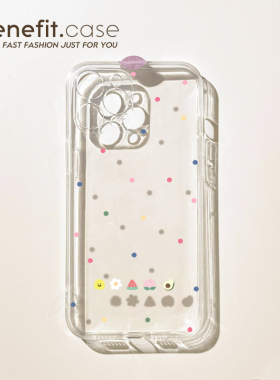 benefit极简风波点水果17pro16适用于iphone15promax苹果15PRO手机壳13新款14套12简约11透明xsmax硅胶xr防摔