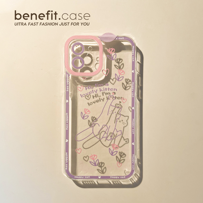 Benefit简约ins卡通卖萌猫18pro17pro16适用15苹果13promax手机壳iphone12mini套14promax硅胶11/xsmax女防摔