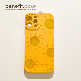 benefit简约涂鸦太阳17pro16适用iphone15promax苹果13手机壳14promax新款 12套11小众xsmax全包xr硅胶8plus防