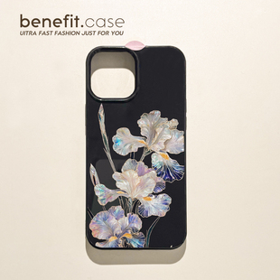 benefit璀璨唯美水晶鸢尾花17适用于iphone16promax苹果15PRO手机壳13新款 11软壳xsmax硅胶xr防摔 14套12个性