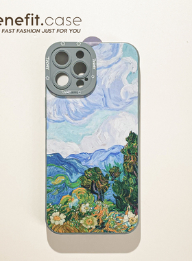 Benefit创意复古风梵高油画17pro16适用15苹果13手机壳iphone14promax新款12保护套11个性xsmax透明硅胶8plu