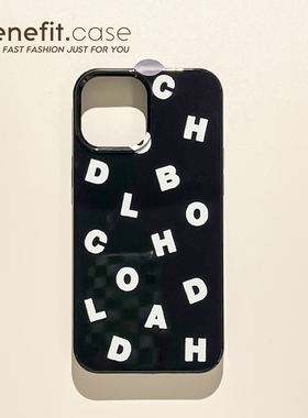 benefit黑色简约字母17pro16适用15苹果13手机壳iphone14promax新款12套11 xsmax创意小众女xr8plus全包硅胶