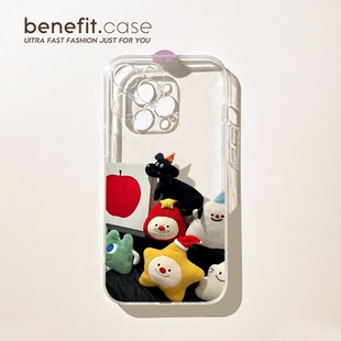 benefit可爱萌萌毛绒玩偶17pro16适用于iphone15promax苹果15PRO手机壳13新款 14套12小众11透明xsmax硅胶xr防
