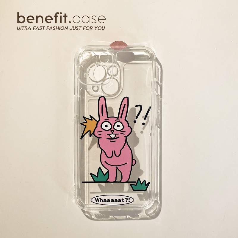 Benefit原创卡通吃惊兔16适用15苹果13promax手机壳可爱iphone12mini防摔日韩11xsmax创意xr透明8plus软少女6