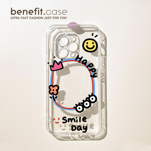 14套12个性 benefit搞怪创意笑脸皇冠适用于iphone16promax苹果15PRO小卡手机壳13新款 11透明xsmax追星xr防摔8