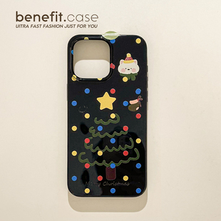 benefit创意波点圣诞树小熊17适用于iphone16promax苹果15PRO手机壳13新款 11软壳xsmax硅胶xr防摔 14套12个性