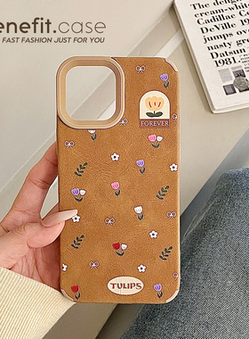 benefit复古咖色清新小碎花适用于iphone16promax苹果15PRO手机壳13新款14套12个性11软壳xsmax硅胶xr防摔8p7