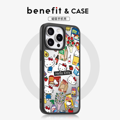 benefit潮牌可爱KT猫集市适用于iphone16promax苹果15PRO镜面磁吸手机壳13新款14小米15PRO防摔三星S25