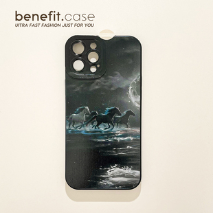 benefit国风月下奔跑骏马17适用于iphone16promax苹果15PRO手机壳13新款 14套12创意11全包xsmax硅胶xr防摔8p