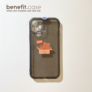 Benefit原创卡通小熊17pro16适用15苹果13promax手机壳iphone12mini软壳14promax套11硅胶xsmax可爱透黑灰8p