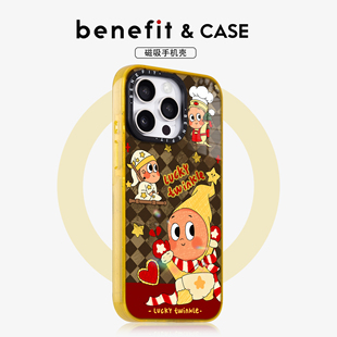 benefit复古棋盘格可爱小人17适用于iphone16promax苹果15PRO晶盾磁吸手机壳13新款 14套12冰川纹防摔彩色边框