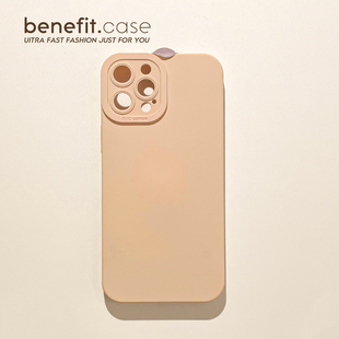 Benefit简约ins纯色高级卡其色14promax16适用15苹果13promax手机壳iphone12mini全包防摔11新xs液态xr软8p7