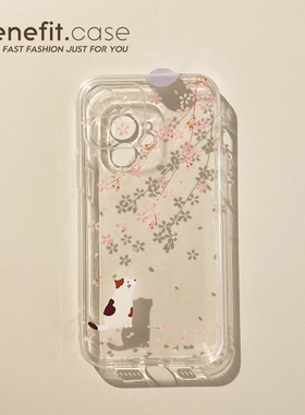 Benefit小清新猫咪赏樱韩ins风17pro16适用15苹果13promax手机壳iphone12mini软14promax套11 xsmax女新xr少