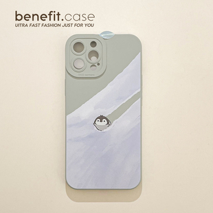 benefit呆萌可爱滑雪小企鹅17适用于iphone16promax苹果15PRO手机壳13新款 11全包xsmax硅胶xr防摔 14套12个性