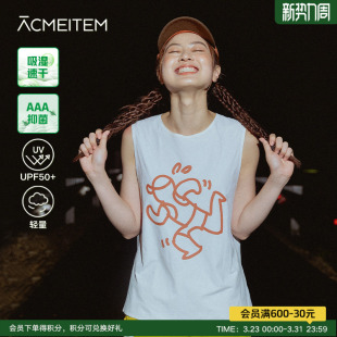 ACMEITEM爱棵米 T恤男女 户外运动跑步轻量速干背心印花宽松无袖