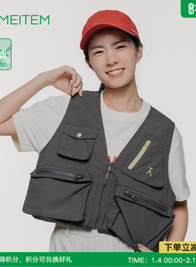 ACMEITEM爱棵米 户外防泼水多口袋工装马甲运动爬山短款宽松背心