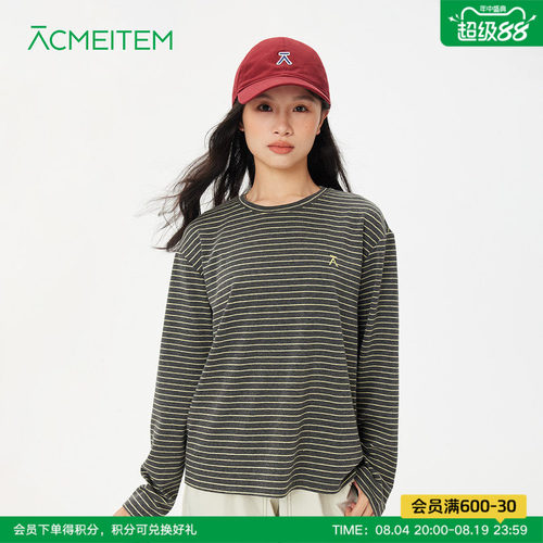 ACMEITEM爱棵米 城市运动条纹长袖T恤休闲宽松上衣男女