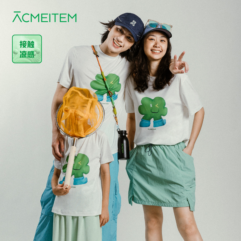 ACMEITEM爱棵米 户外亲子米米油画T恤合体接触凉感短袖上衣男女