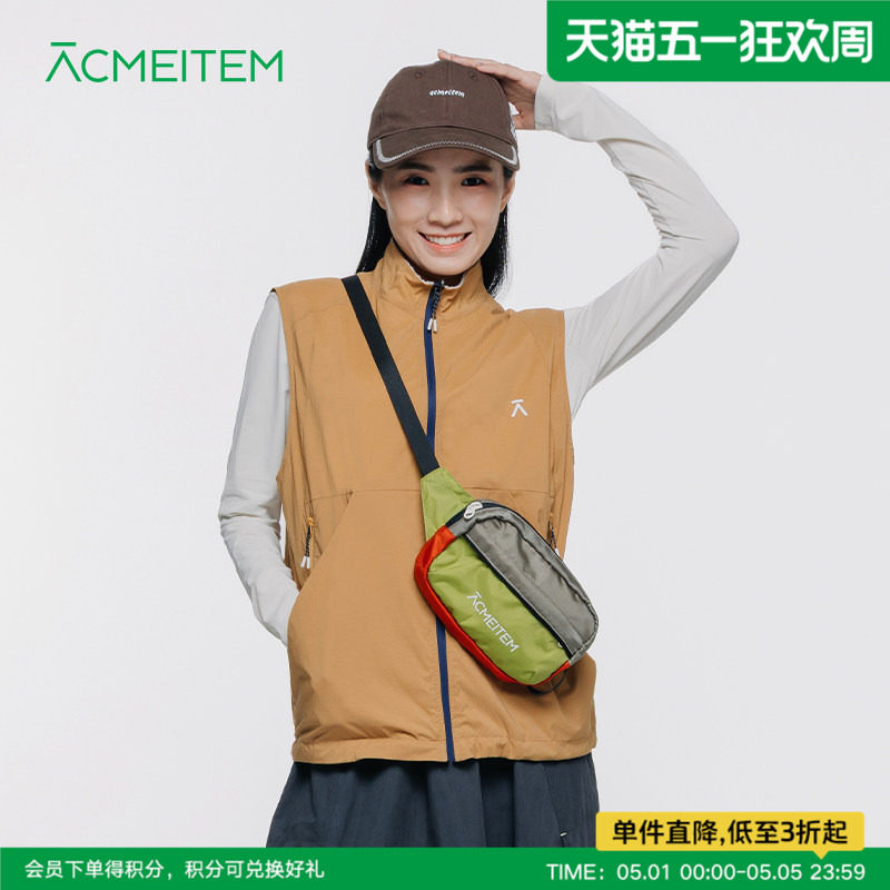 ACMEITEM爱棵米 户外运动立领马甲多口袋工装背心微宽松上衣男女
