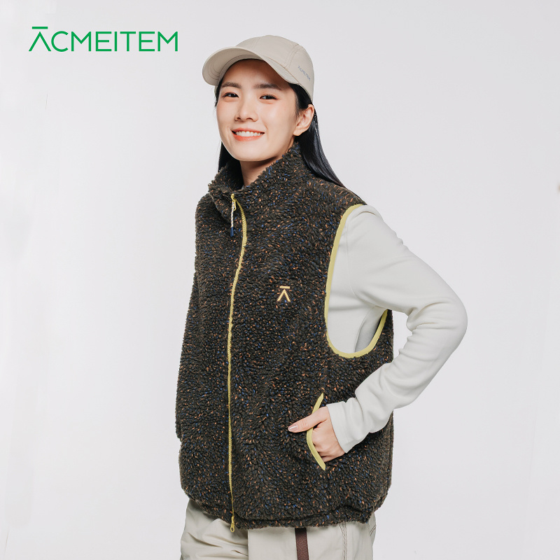 ACMEITEM爱棵米 冬季仿羊羔毛摇粒绒立领马甲宽松保暖背心男女