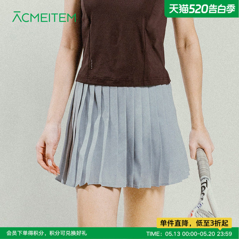ACMEITEM爱棵米 夏季户外百褶裙带内衬宽松裙子运动网球短裙女士