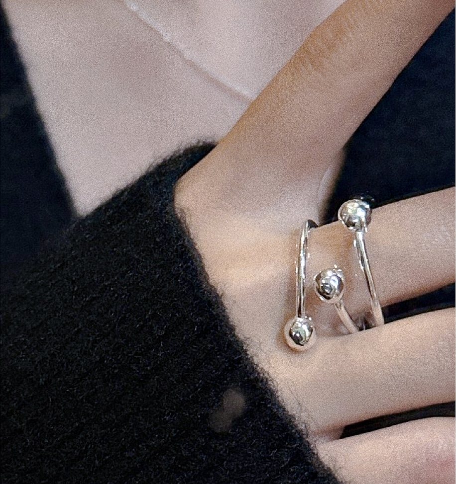 不规则圆珠戒指开口极简高级饰品