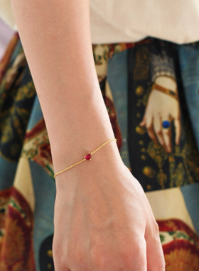 红宝石爱心手链纯银轻奢高级饰品