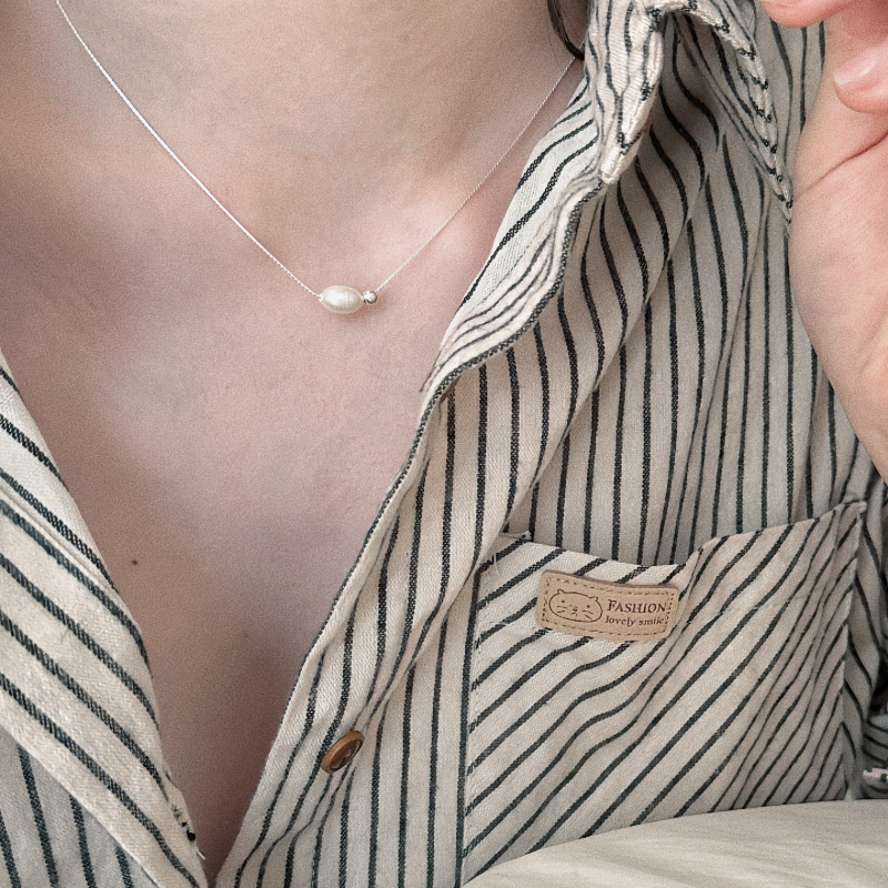 法式珍珠项链纯银轻奢清冷感饰品