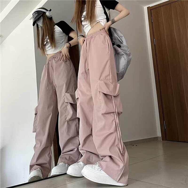 美式复古小众工装裤女立体口袋高休闲裤
